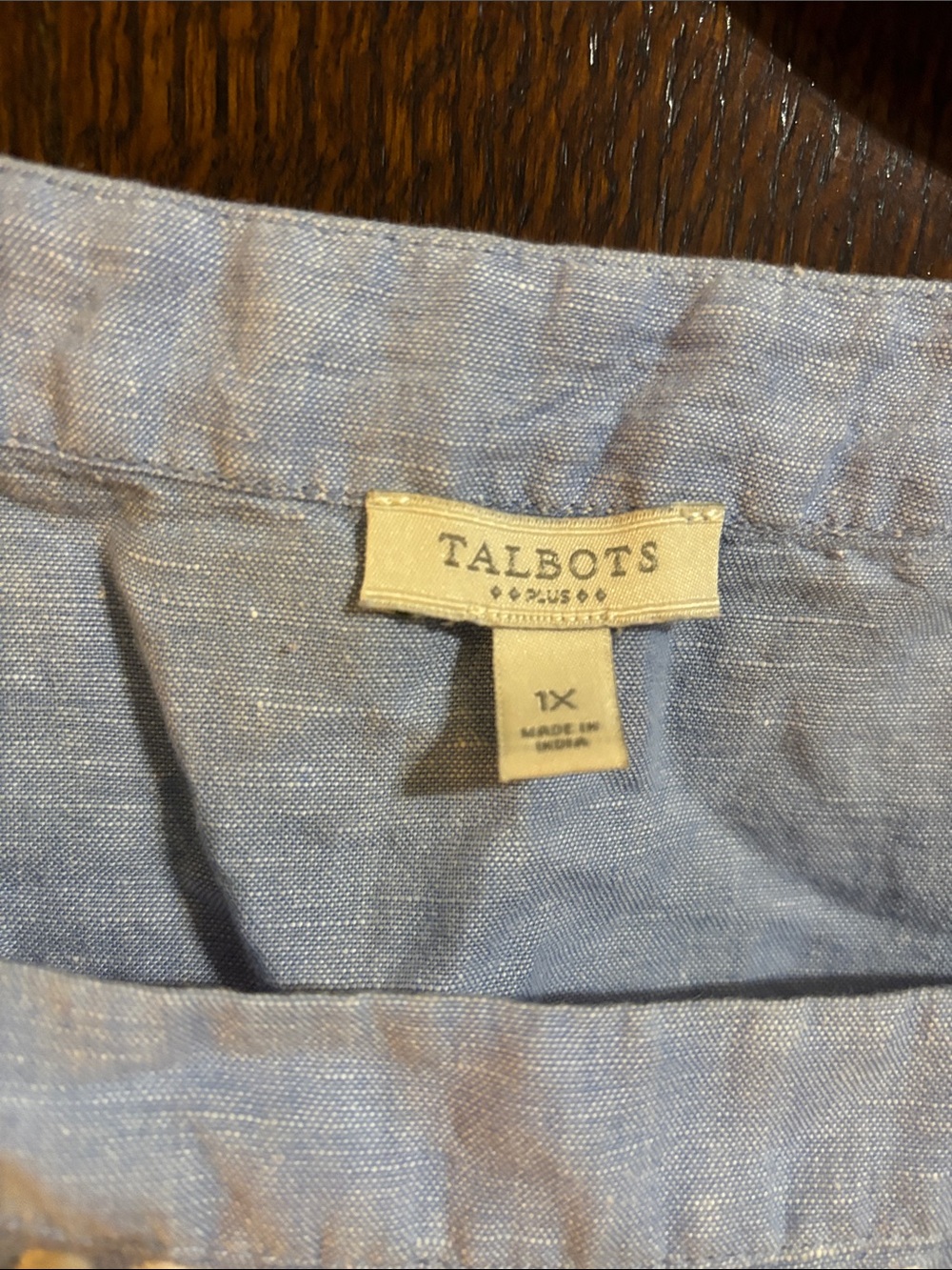 Talbots Light Blue Linen-Blend Square Neck Embroidered Blouse - Picture 2 of 9